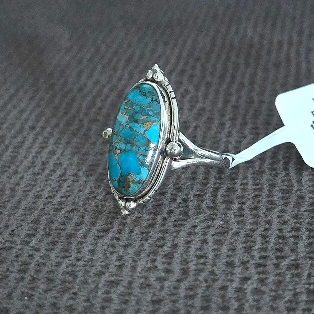 ✨️HP✨️ Shivam Oval Shaped Blue💙 Copper Turquoise Statement Ring💍 - NWT